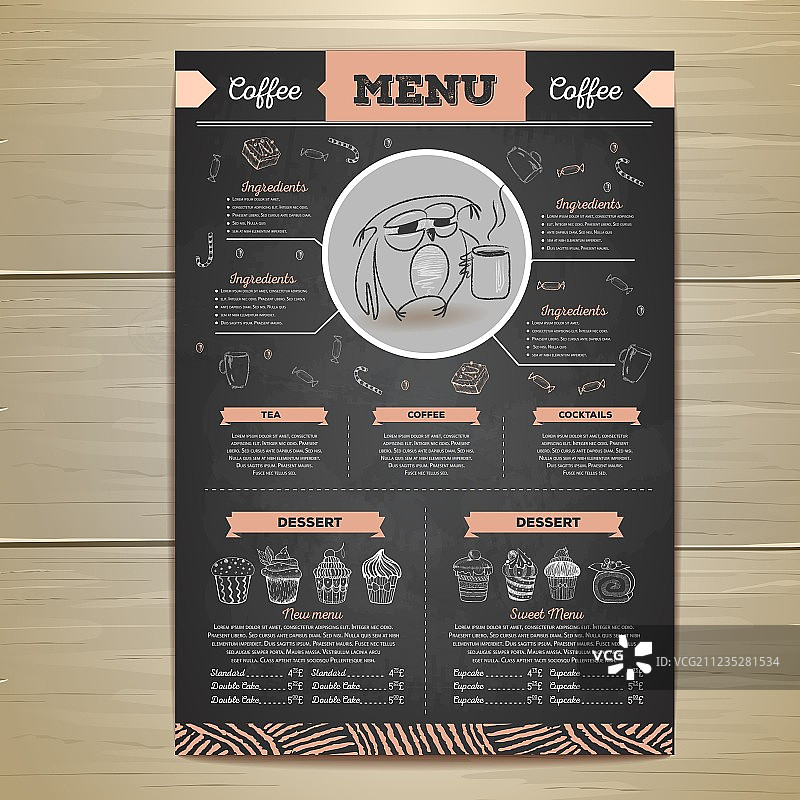 复古粉笔画咖啡菜单设计图片素材