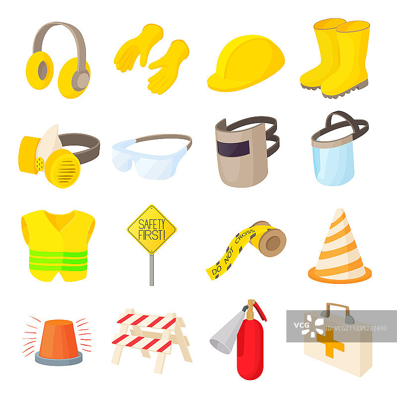 卡通风格的安全图标集图片素材