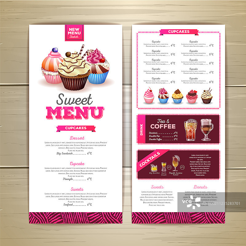 复古甜点菜单设计图片素材