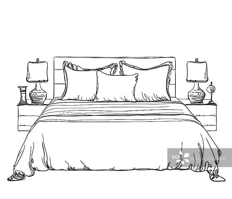 现代卧室室内设计草图图片素材