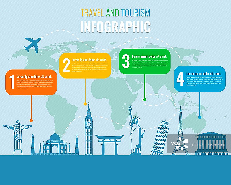 包含地标的旅行和旅游信息图图片素材