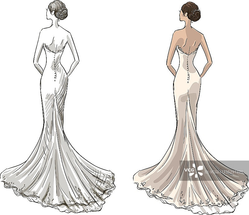 穿着婚纱的美丽年轻新娘图片素材