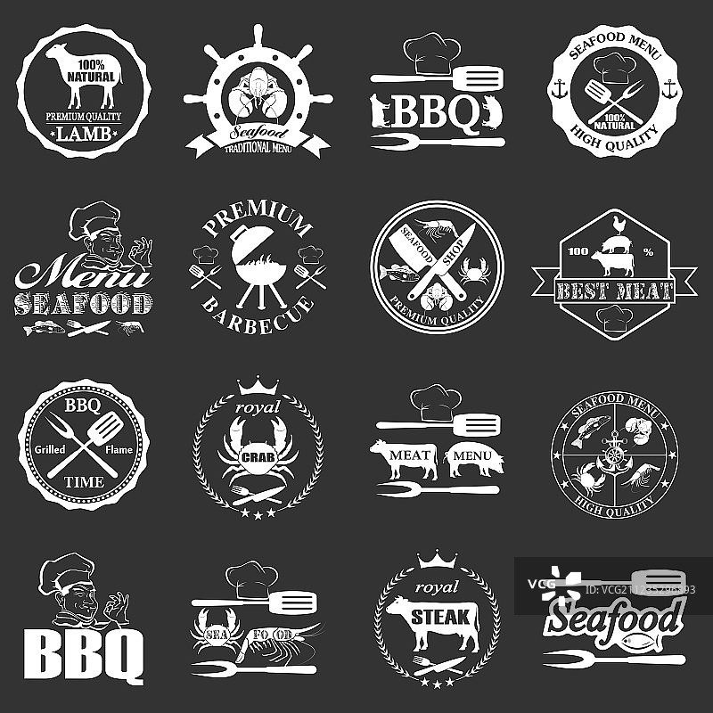 海鲜标签和肉店标签合集图片素材