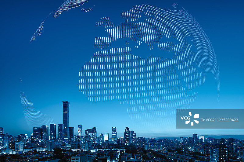全球化概念的北京CBD繁华夜景图片素材