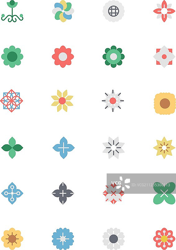 鲜花和彩色花卉图标2图片素材