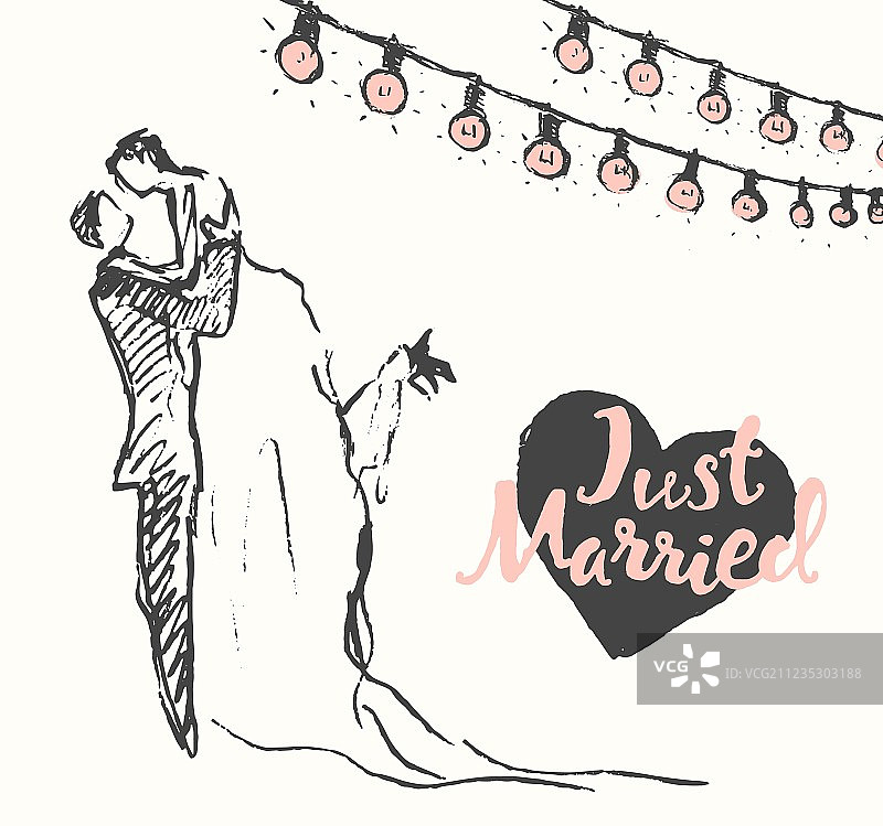 手绘幸福新郎草图图片素材