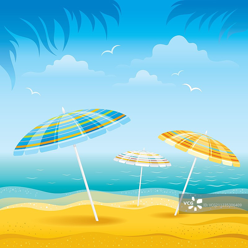 蓝色大海与条纹沙滩背景图片素材