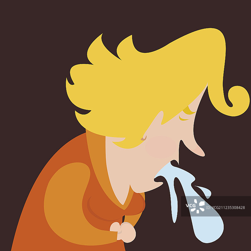 卡通女性吐痰图片素材
