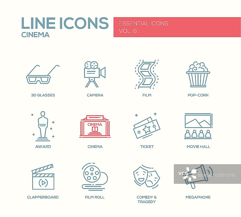 电影和电影图标集图片素材