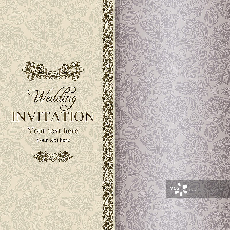 金色巴洛克婚礼请柬图片素材