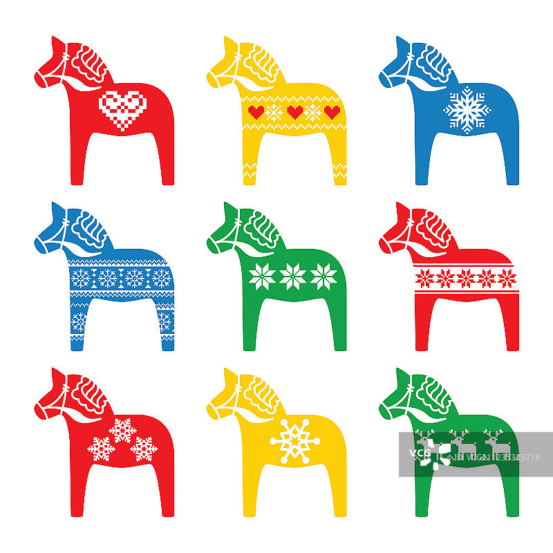 冬季风格的瑞典达拉木马图片素材