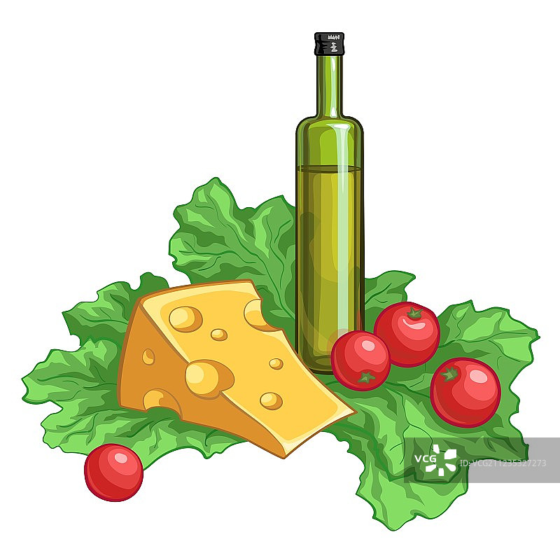 橄榄油番茄沙拉和奶酪图片素材