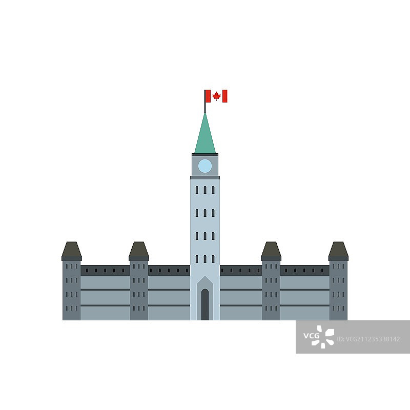 渥太华议会大厦扁平风格图标图片素材