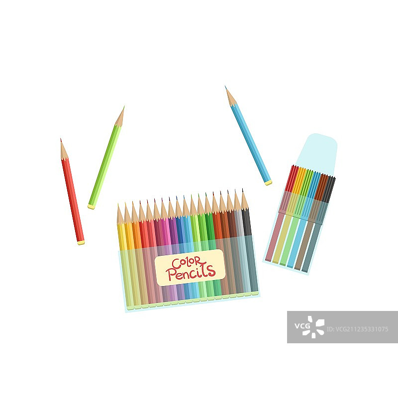 成包的蜡笔和彩色铅笔图片素材