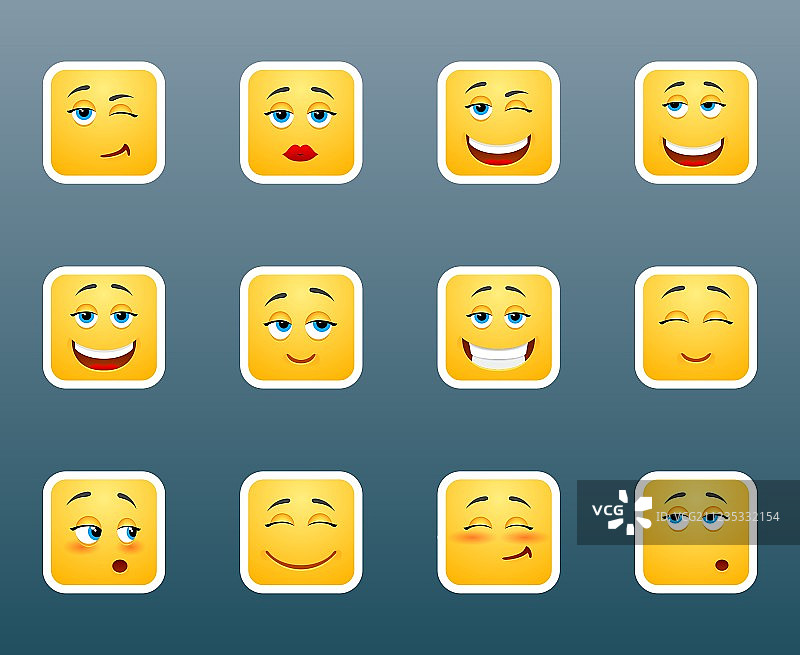 一组微笑贴纸图片素材