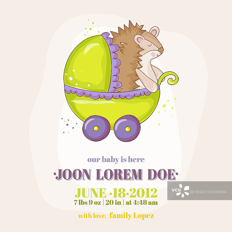 婴儿派对或新生贺卡：小刺猬图片素材