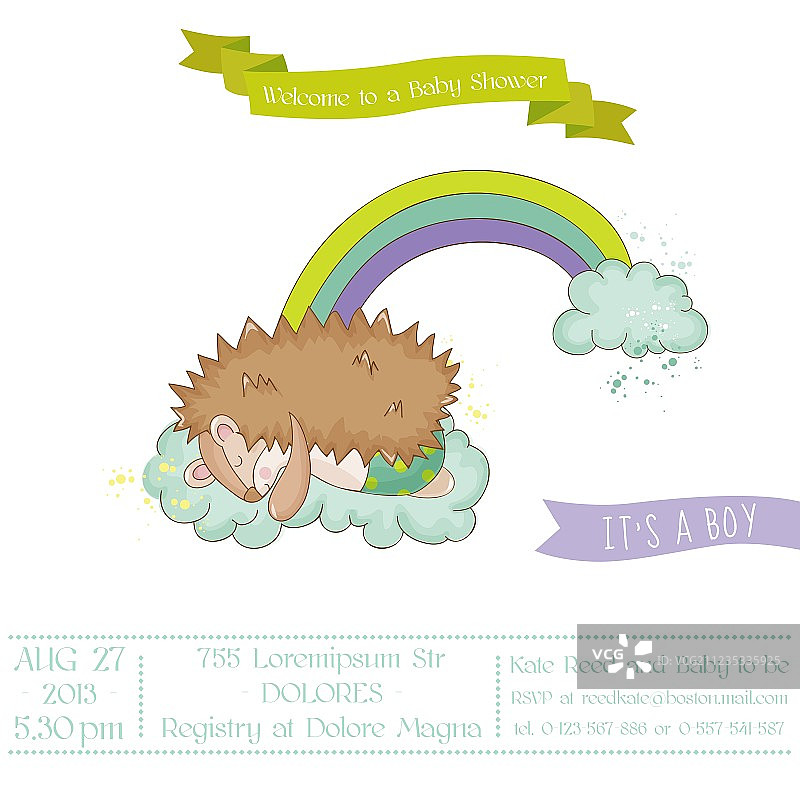 婴儿派对或新生贺卡：小刺猬图片素材