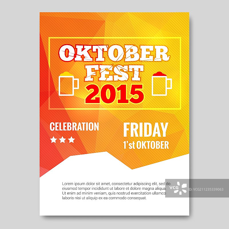 橙色背景啤酒节三角形宣传单图片素材