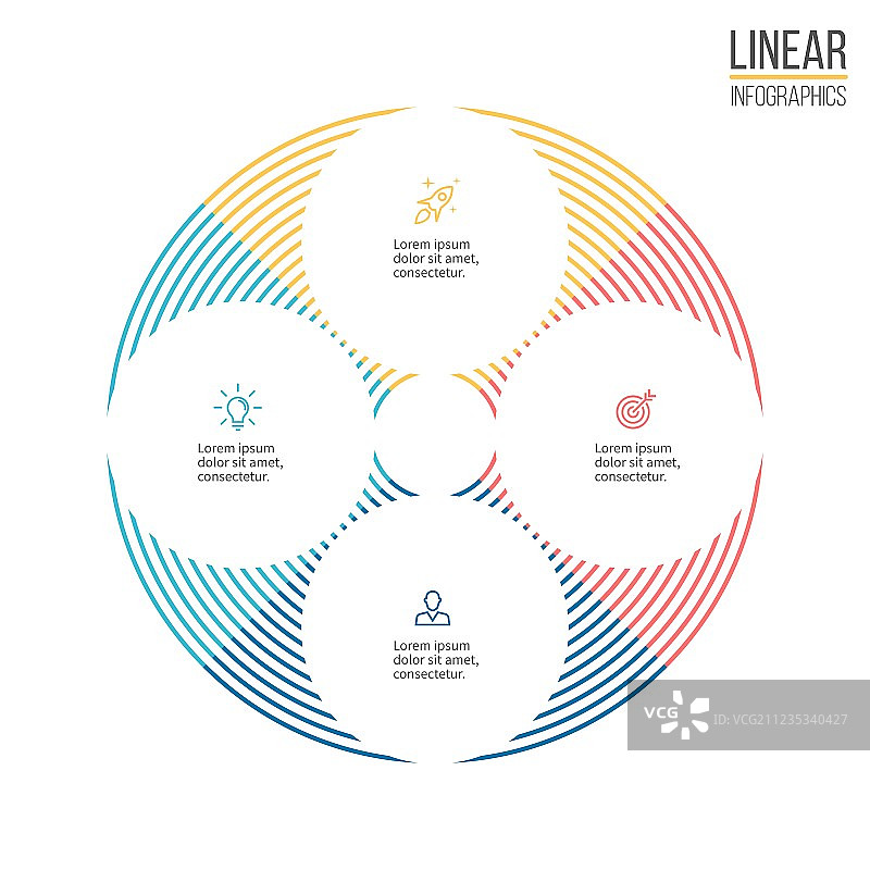 具有4个部分的线性信息图简约图图片素材