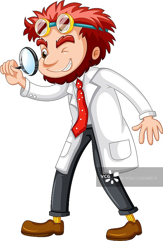 拿着放大镜的疯狂科学家图片素材