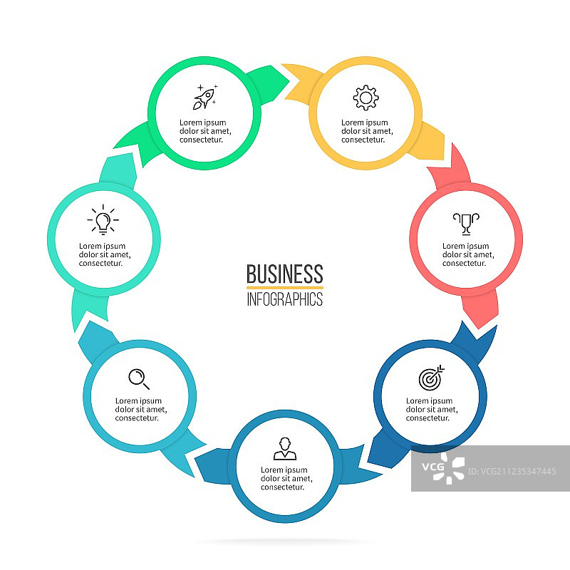 含7个元素的圆形信息图商务图图片素材