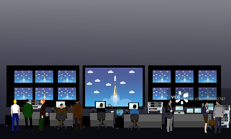 太空任务控制中心火箭发射图片素材