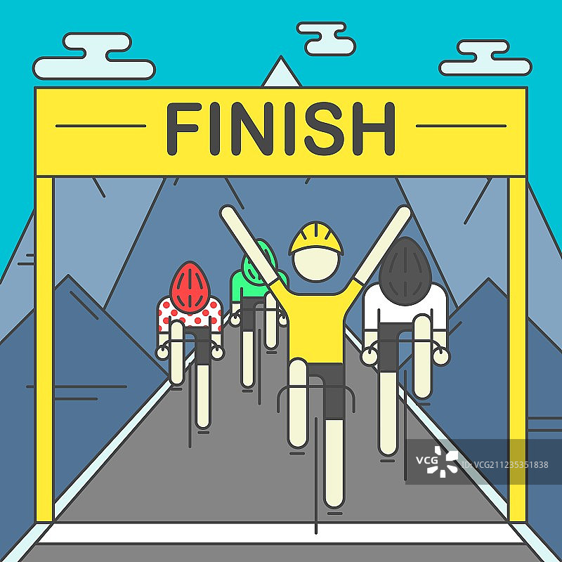 终点线上的现代自行车手图片素材