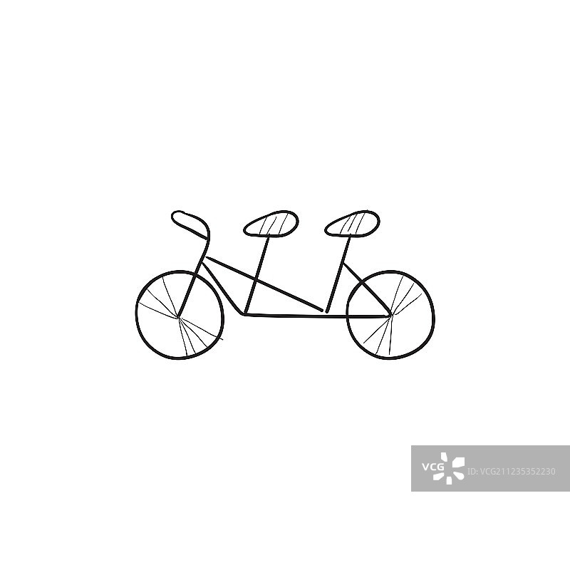 双人自行车素描图标图片素材