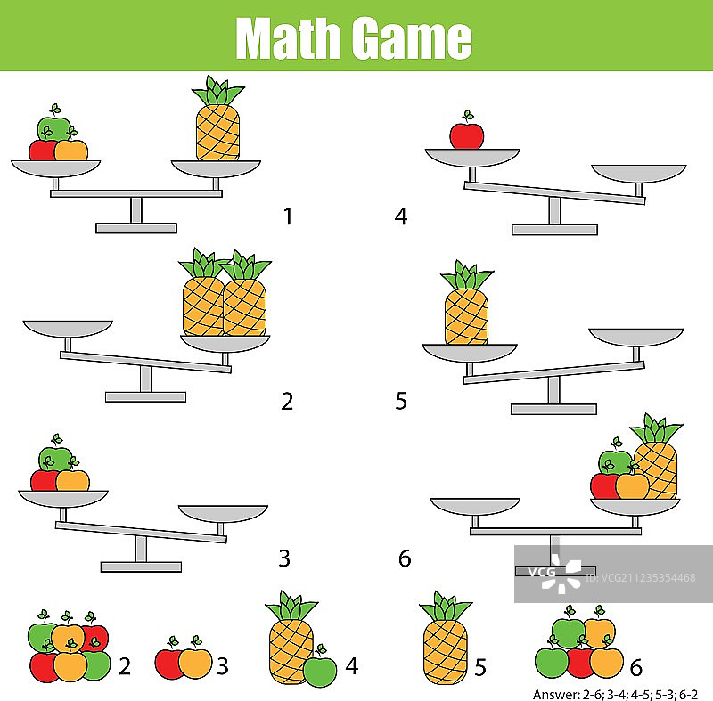 儿童数学平衡教育游戏图片素材