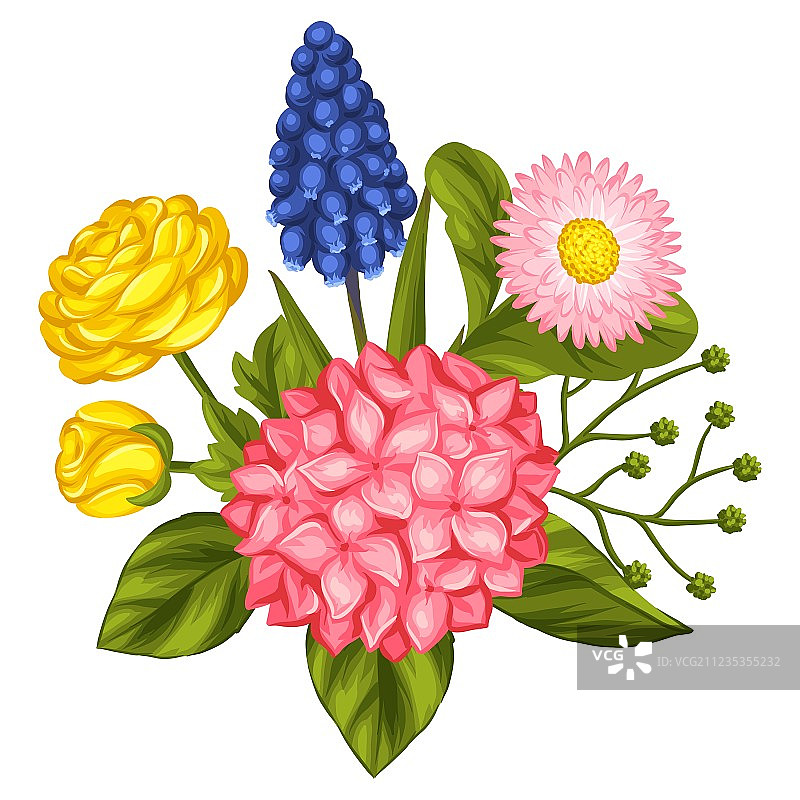 花园鲜花装饰绣球花束图片素材