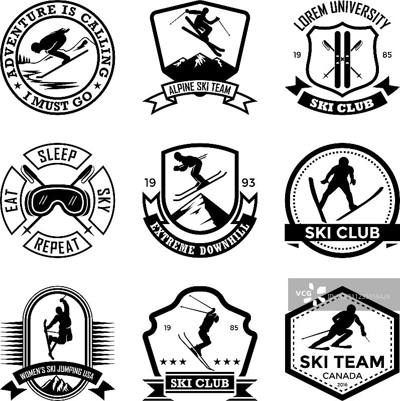 跳台滑雪徽章图片素材