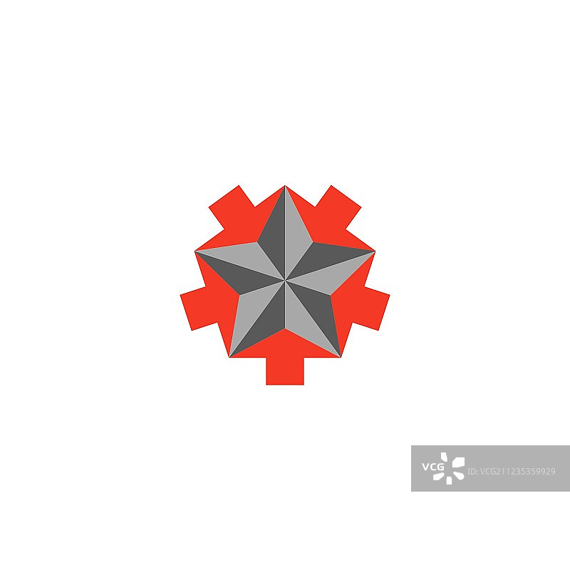 多面星形Logo，5个箭头汇聚成星形图片素材