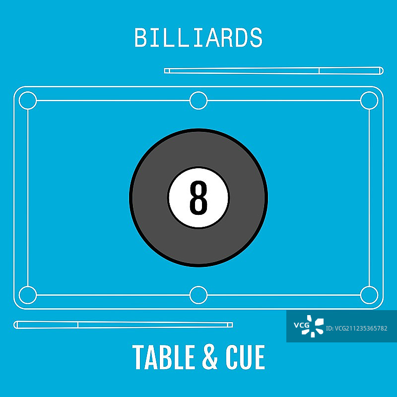 台球运动扁平图标，含球桌图片素材