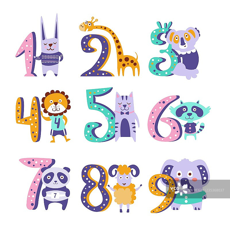 风格化的时髦动物与数字图片素材