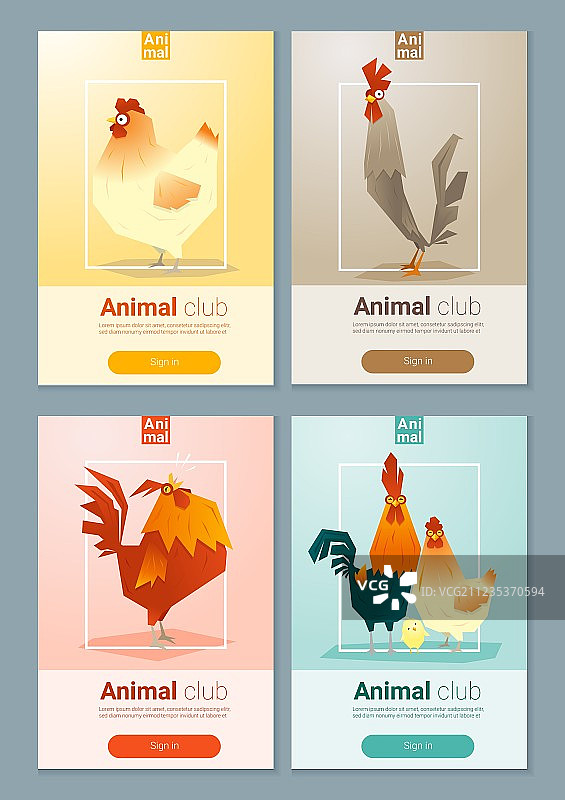 带有鸡的网页设计模板集2图片素材