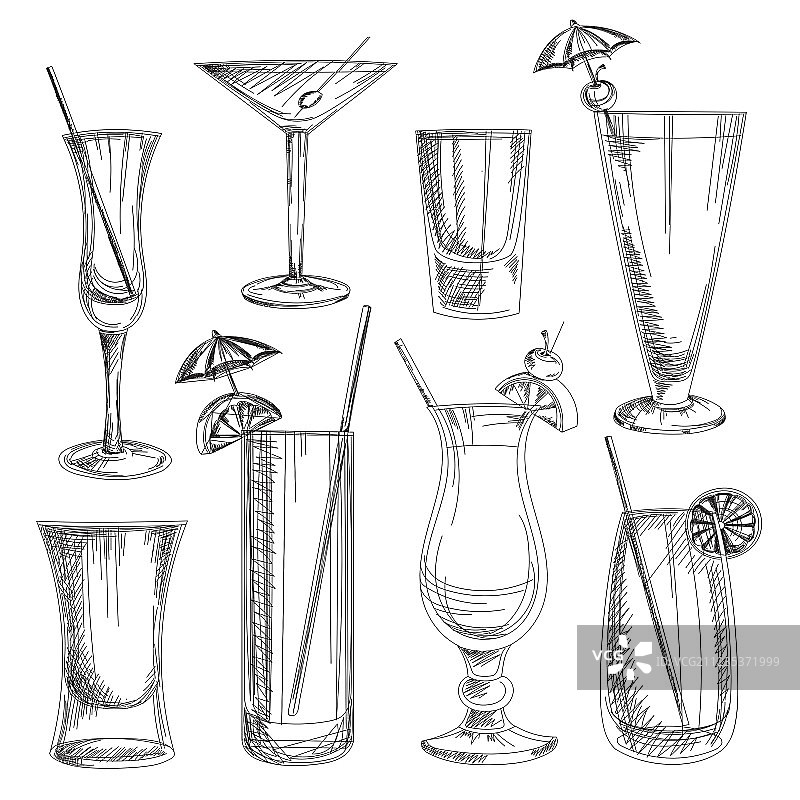 鸡尾酒涂鸦图片素材