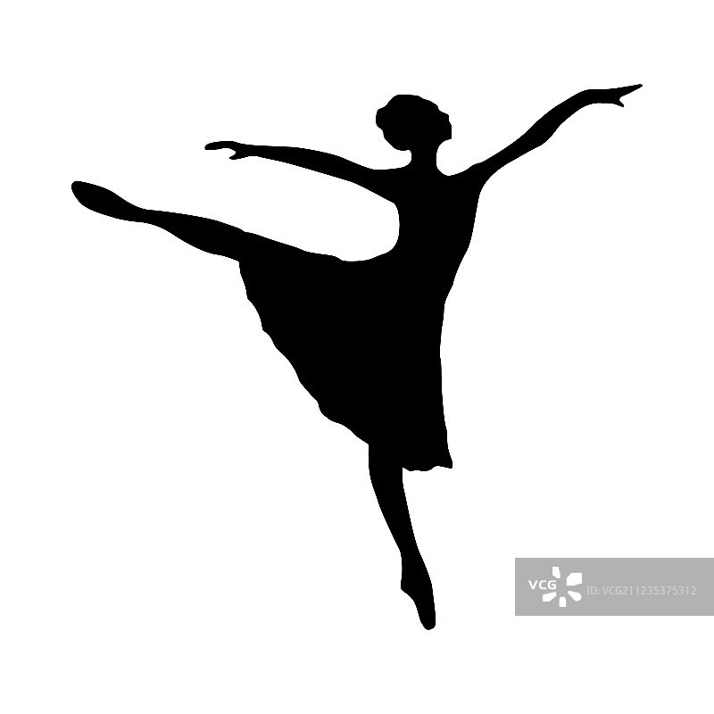芭蕾舞演员黑色剪影图片素材
