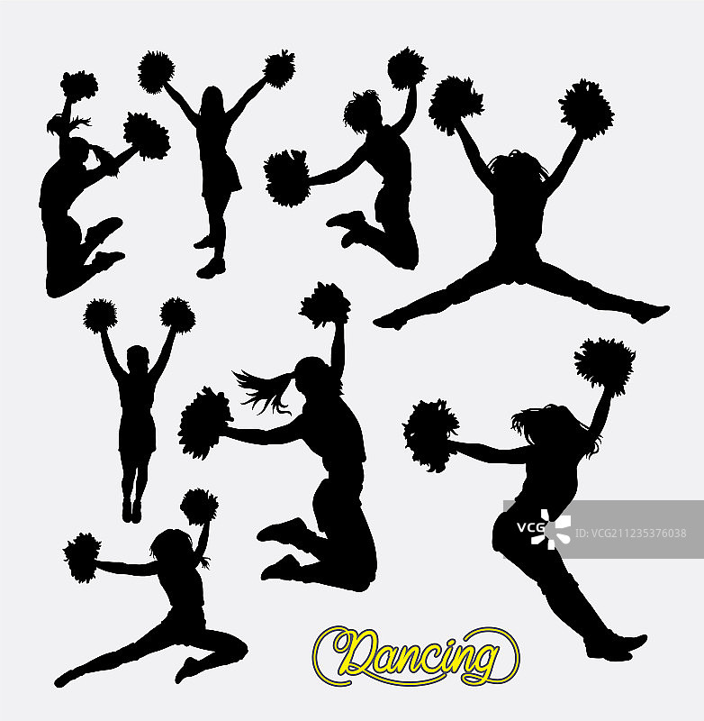 快乐的啦啦队女孩剪影图片素材