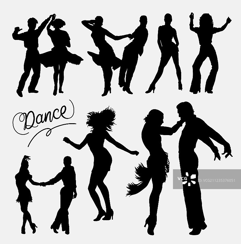 探戈莎莎情侣舞者剪影图片素材