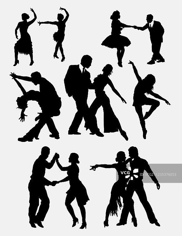 探戈莎莎情侣舞者剪影图片素材