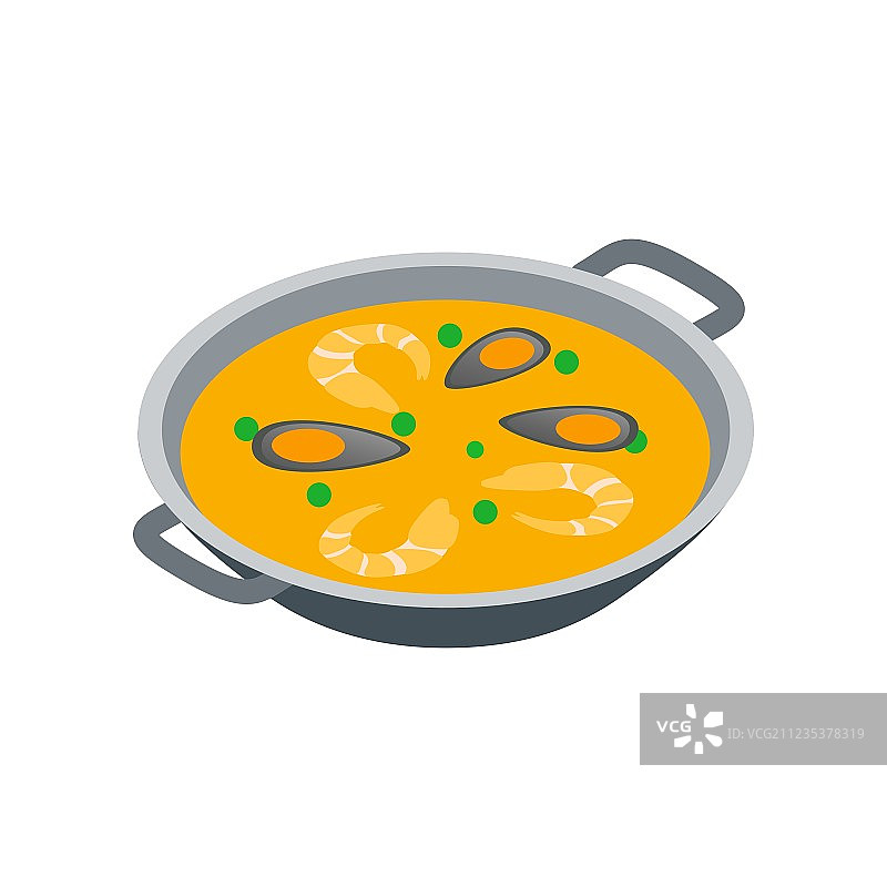 西班牙海鲜饭图标2.5D风格图片素材