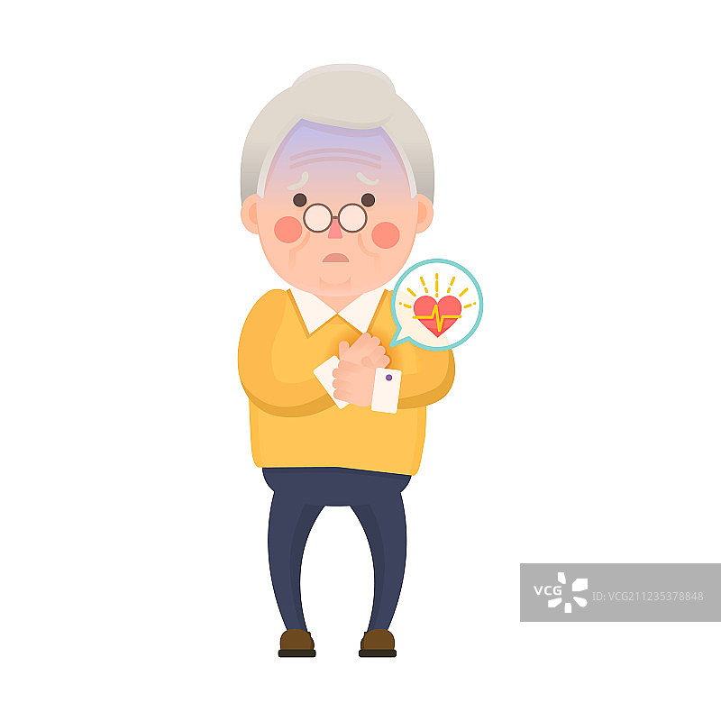 心脏病发作的卡通老头形象图片素材
