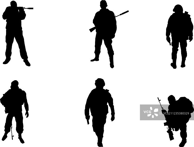 士兵剪影瞄准射击图片素材