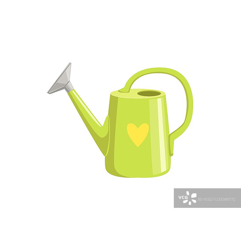 带心形印花的绿色喷壶图片素材