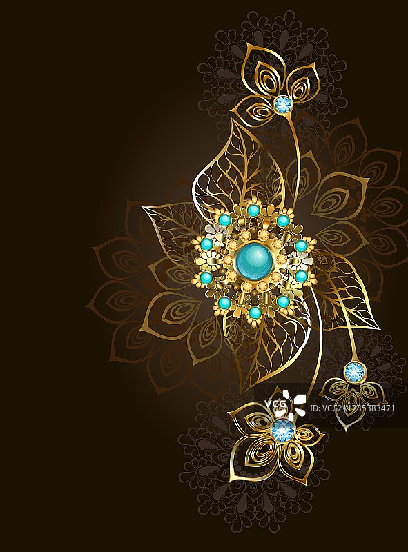 深色背景上的绿松石珠宝图片素材