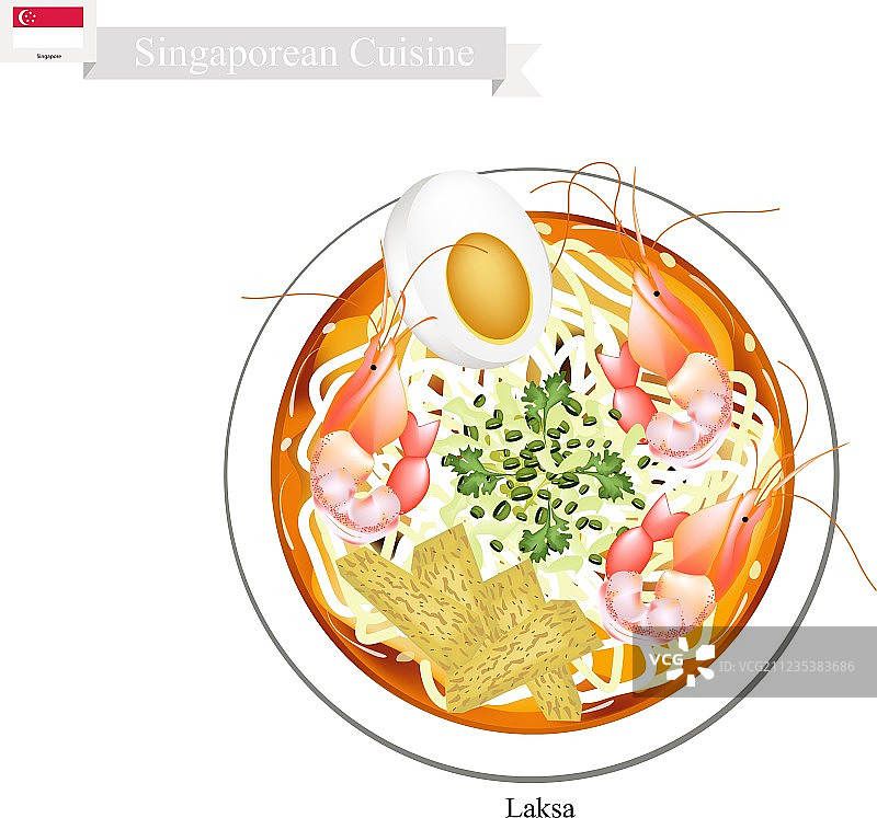 叻沙或新加坡风味香辣米粉汤图片素材