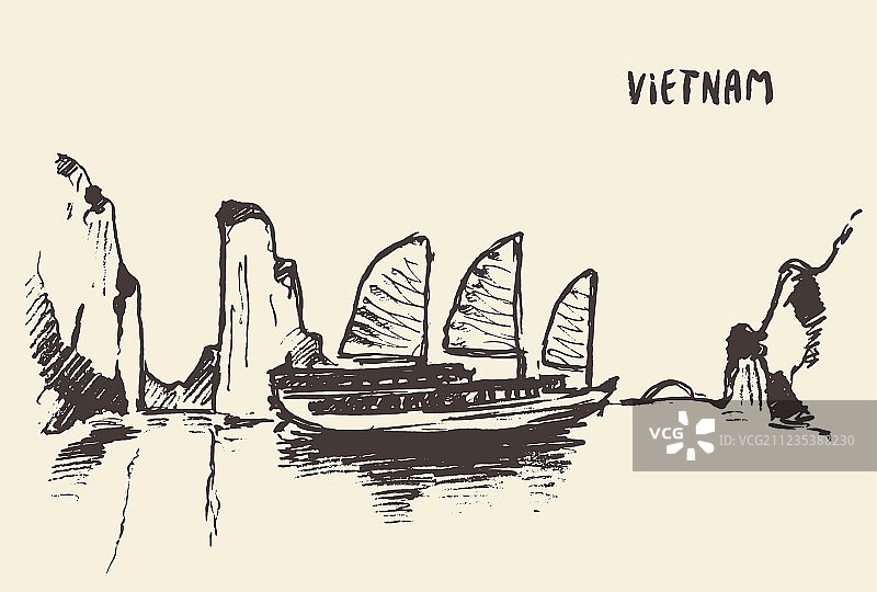 越南下龙湾速写图片素材