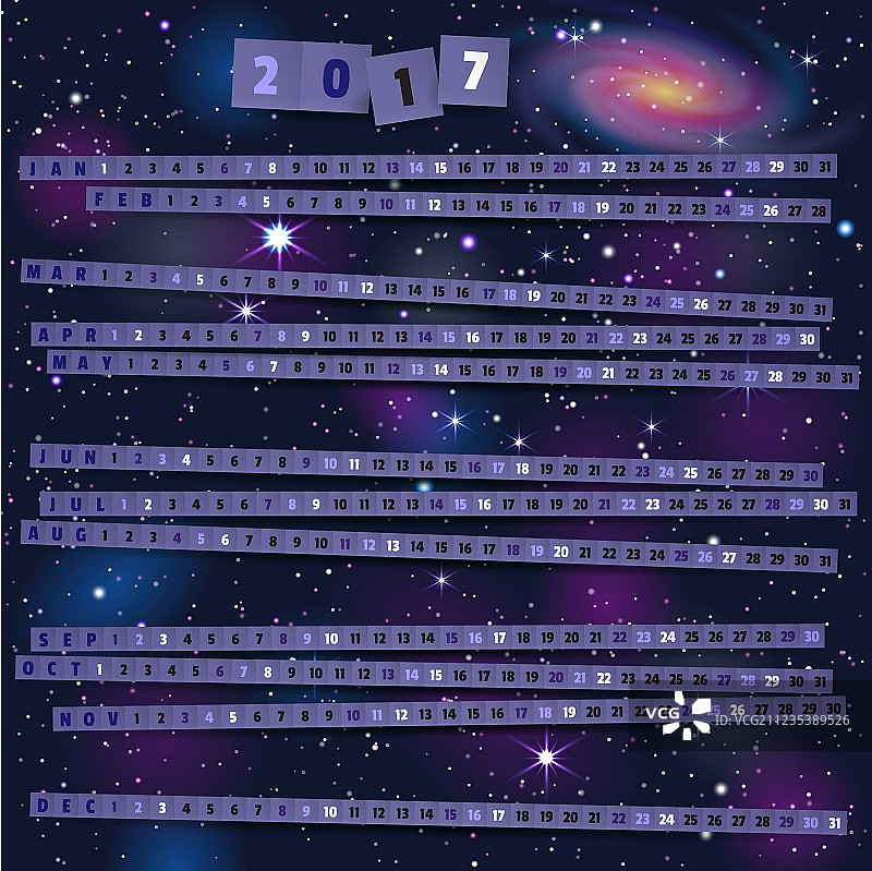 年度日历星空主题图片素材