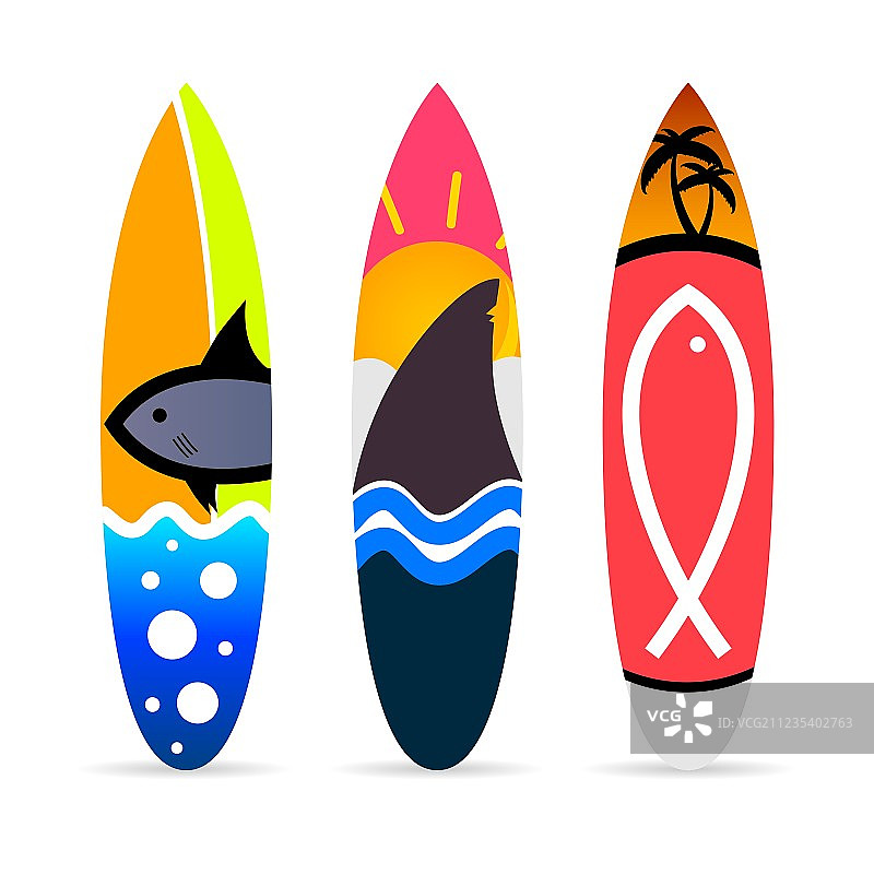 带有鱼形图案的冲浪板图标图片素材