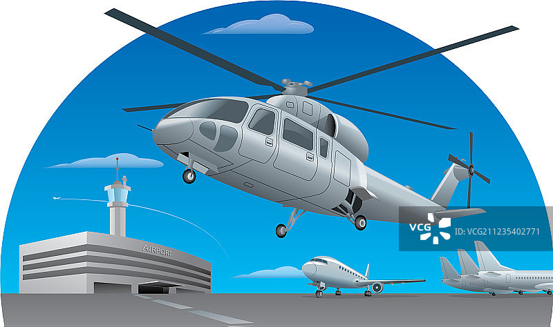 机场的飞行直升机图片素材